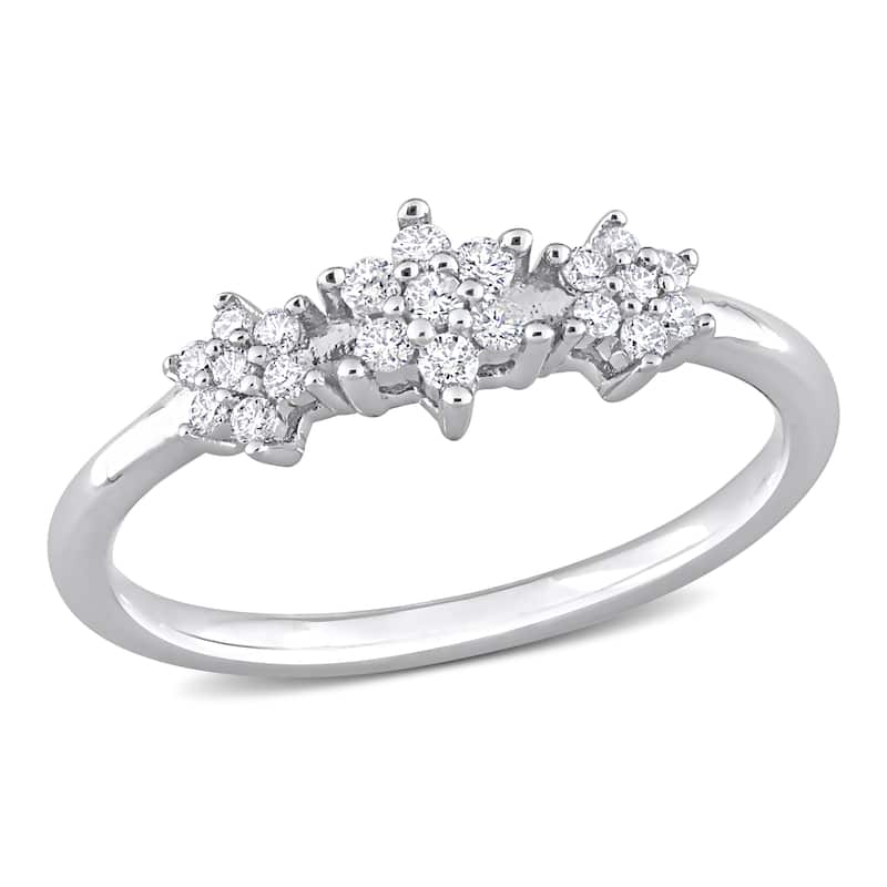 Miadora 1/5ct TDW Diamond Floral Ring in Sterling Silver