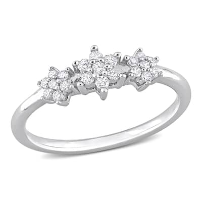 Miadora 1/5ct TDW Diamond Floral Ring in Sterling Silver