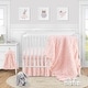 preview thumbnail 1 of 4, Pink Floral Rose Girl 4pc Nursery Crib Bedding Set - Light Blush Flower Luxurious Elegant Princess Vintage Boho Shabby Chic Glam
