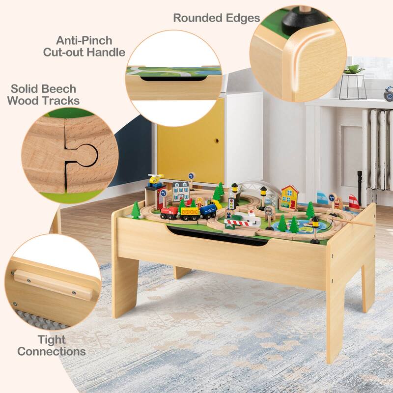 Costway All-in-One Kids Activity Table with Reversible Blackboard & - See Details