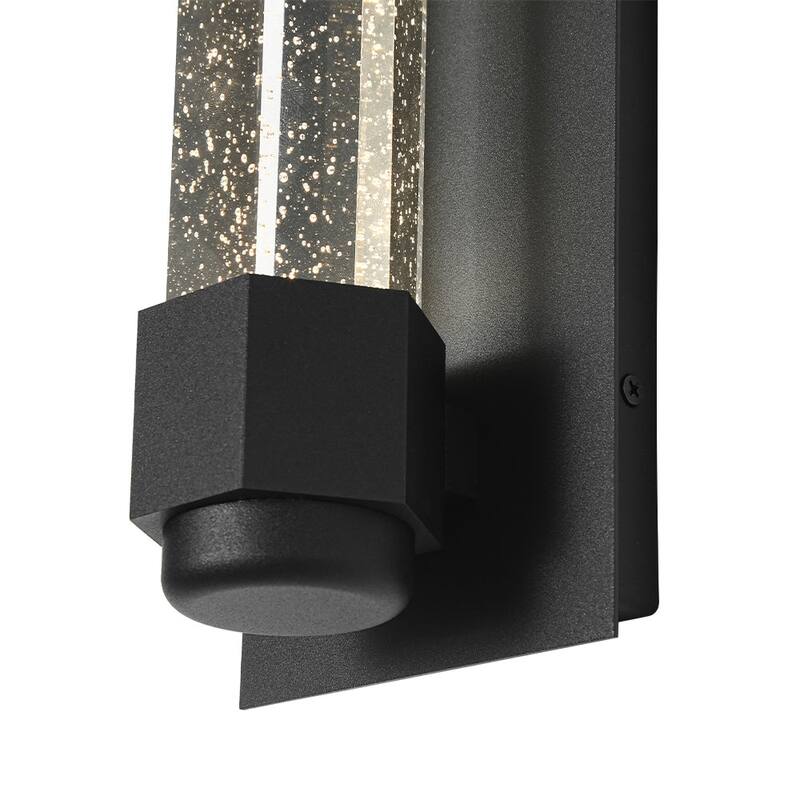 1-Light Bubble Crystal Linear Tube Dimmable LED Vanity Wall Lamp - Black