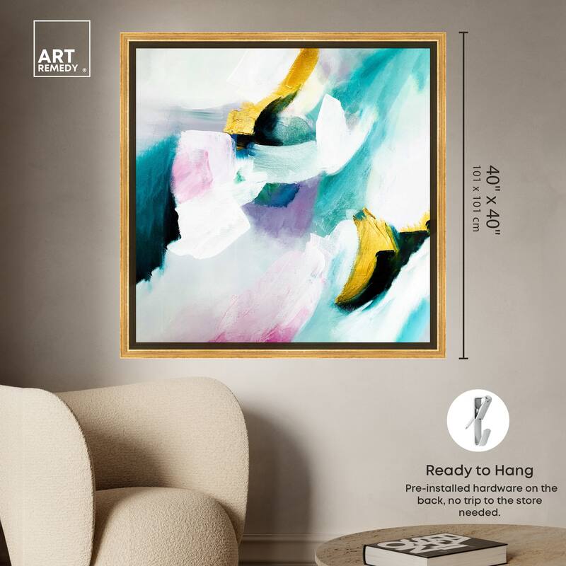 Art Remedy Still Violas Ii Framed Blue Abstract 1 Piece Canvas Wall Art