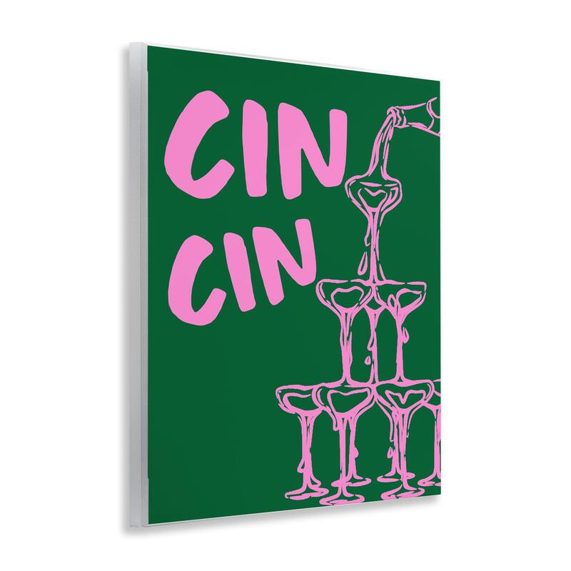 Stupell Green & Pink Cin Cin Wall Plaque Art Design By House of Lulu