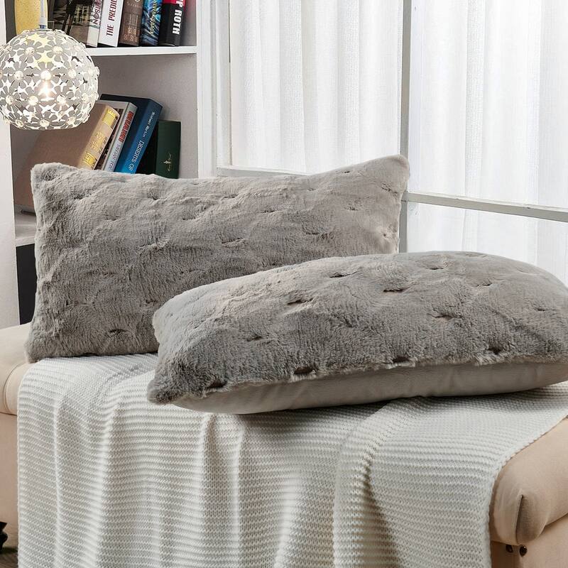 Serenta JacquardRabbit FauxFur Pillow Cover 2 Piece, NO INSERT
