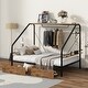 preview thumbnail 3 of 9, Full Size Metal Platform Bed with Clothes Rack and 2 Drawers