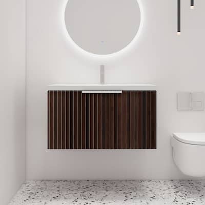 Malwee 24"/30"/36"/48" Bathroom Vanity with Sink, Floating Bathroom Vanity with Soft Close Door