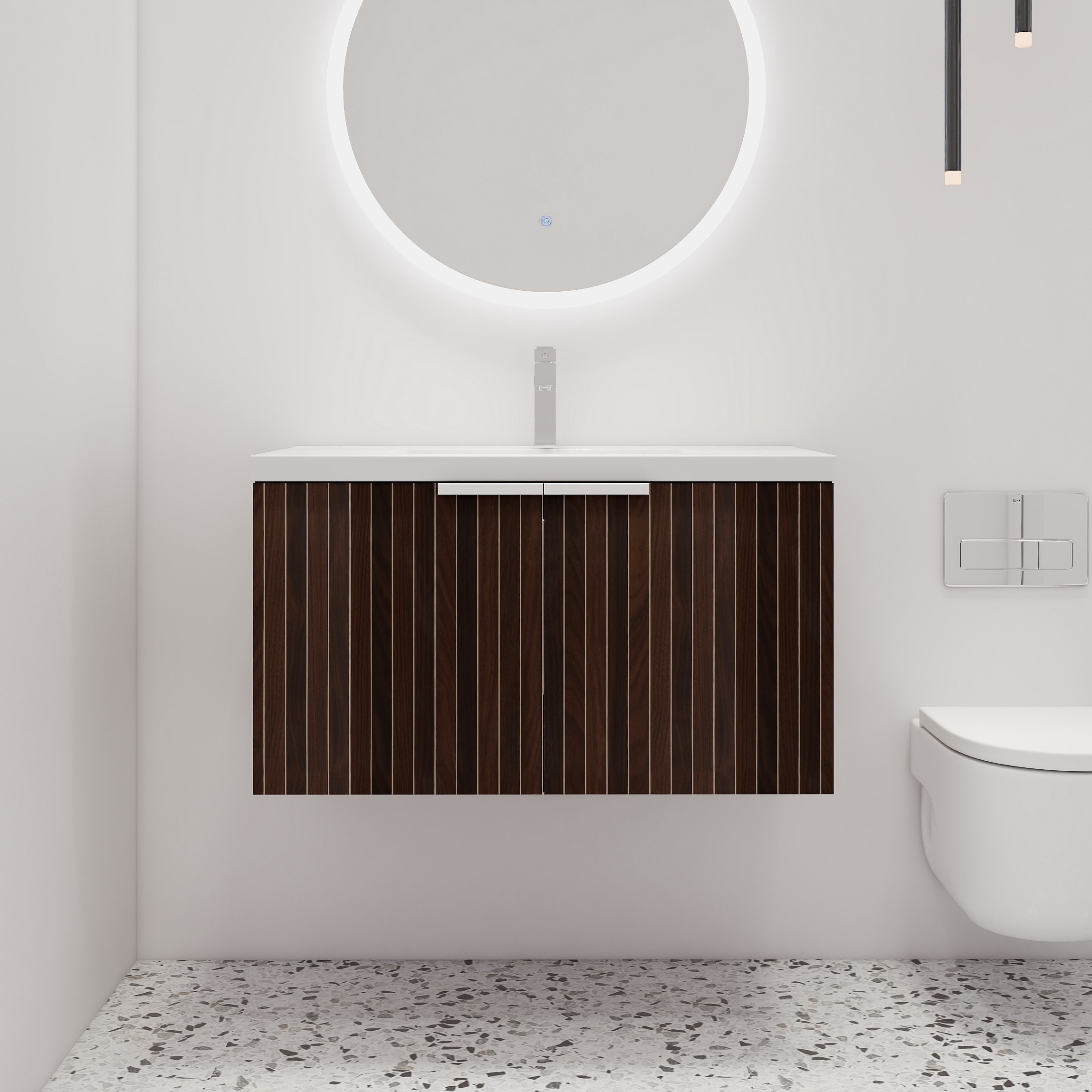 Malwee 24"/30"/36"/48" Bathroom Vanity with Sink, Floating Bathroom Vanity with Soft Close Door