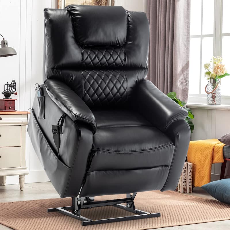 35.5"W Dual Electric Power Lift Recliner,Massage&Heat,180 degrees
