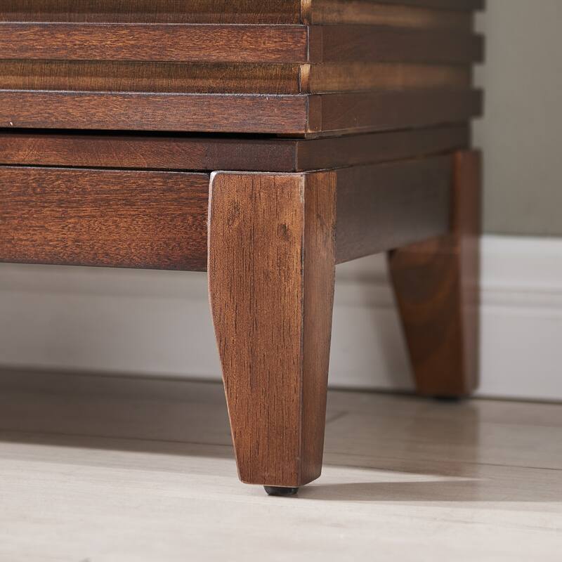 Morden Fort Wood Sideboard Storage Buffet Cabinet with 3D Stripes Doors