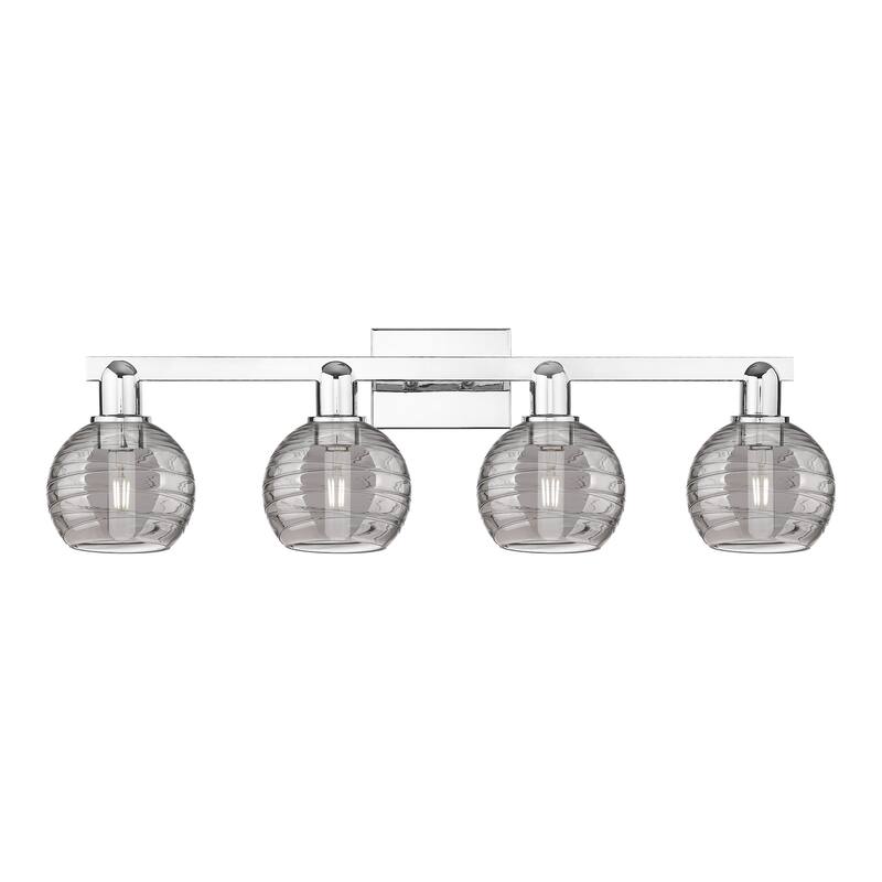 Innovations Lighting 716-4W-9-36 Athens Deco Swirl Vanity Athens Deco - Polished Chrome / Light Smoke Deco Swirl