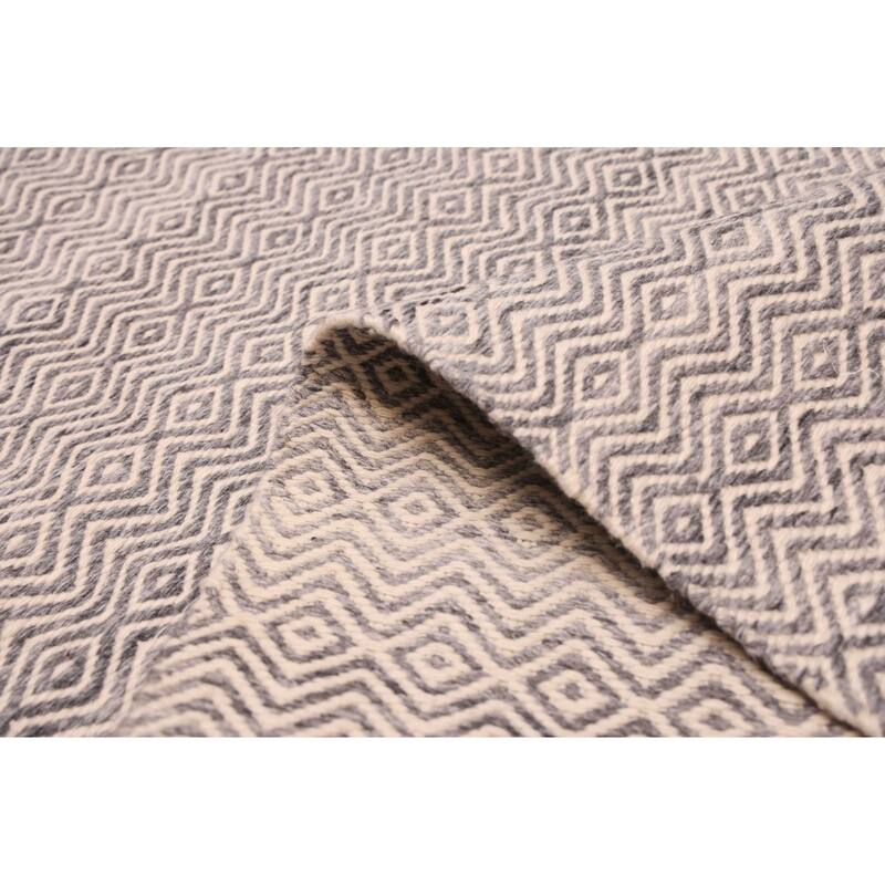 ECARPETGALLERY Flat-Weave Nevada Grey Wool Kilim - 5'1 x 7'4