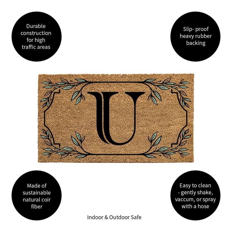 28 in. x 16 in. Monogram Coir Mat, Letter "U"