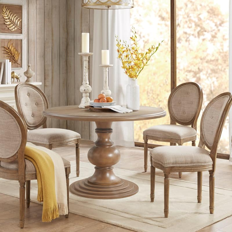 Madison Park Lexi 46" Round Pedestal Dining Table Dining Table - Reclaimed Walnut