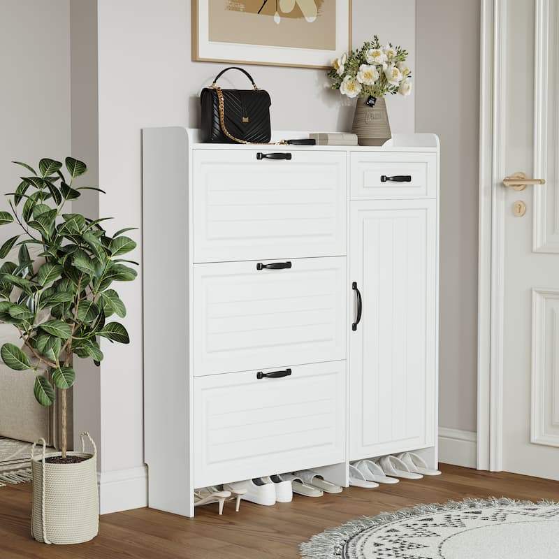 Shoe Cabinet With 4 Doors 1 Drawers