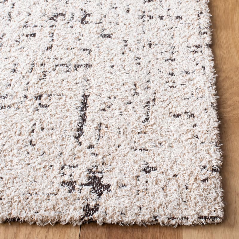 SAFAVIEH Hand-Woven Classic Vintage Djuna Modern Abstract Cotton Rug - 6' Square - Natural/Ivory