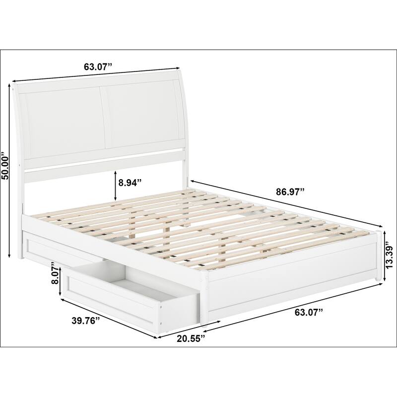 Andorra Platform Bed with Panel Footboard and Storage Drawers