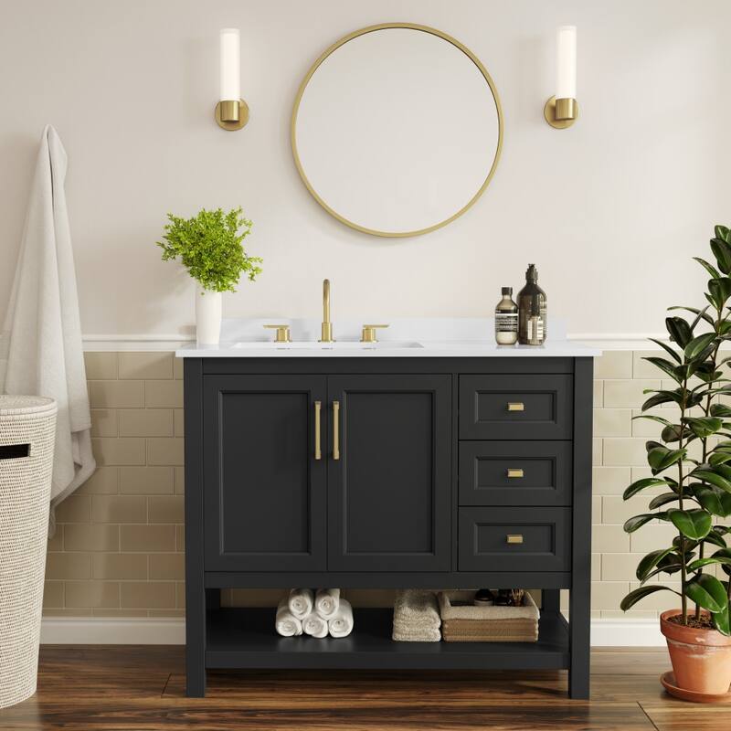 Bathroom Vanity with Sink, Open Storage, and Storage Drawers