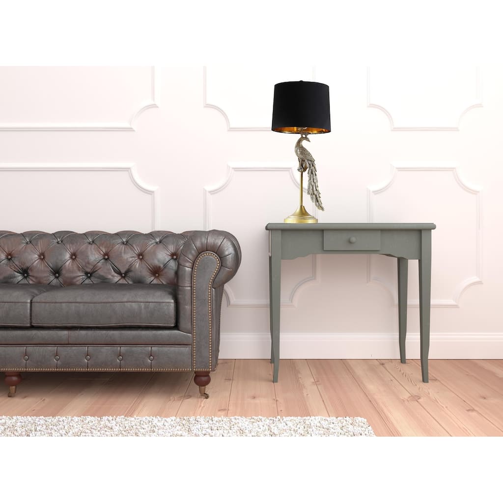 HomeRoots 29" Gold Peacock Table Lamp With Black Drum Shade - 12.00 in. x 29.00 in. x 12.00 in.