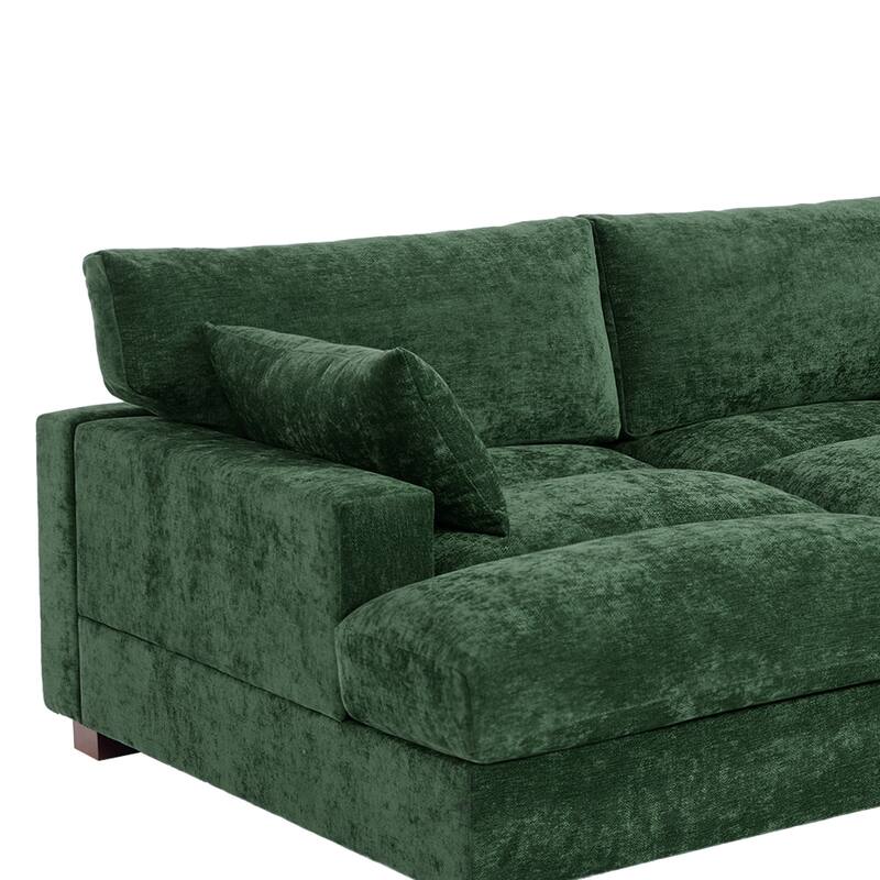 82.5"W Chenille Upholstered Sectional Modular Sofa With Chaise