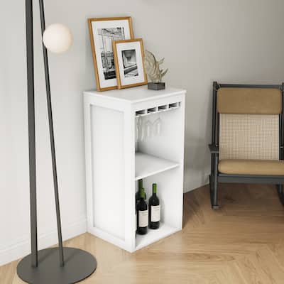 WHITE color modular wine bar Cabinet with Storage Shelves with Hutch for Dining Room