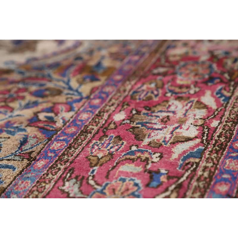 Hand Knotted Oriental Silk Carpet Traditional Floral Beige & Ivories Kashan Area Rug - 6' 10'' X 4' 4''