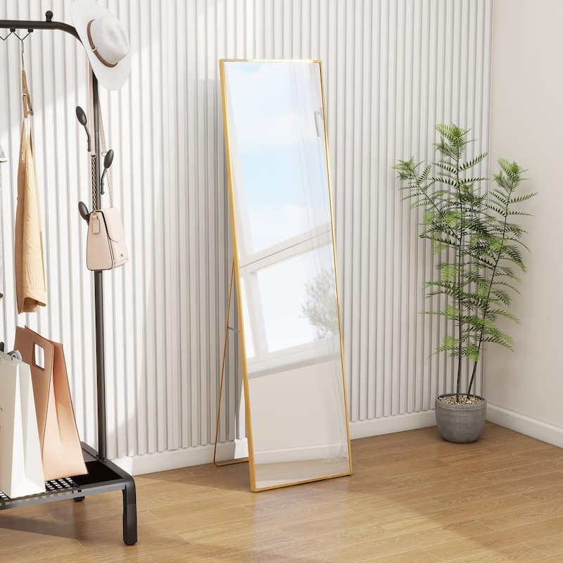 Full Length Mirror Standing Rectangle Black Frame Floor Mirrors Body Dressing Wall-Mounted Mirror