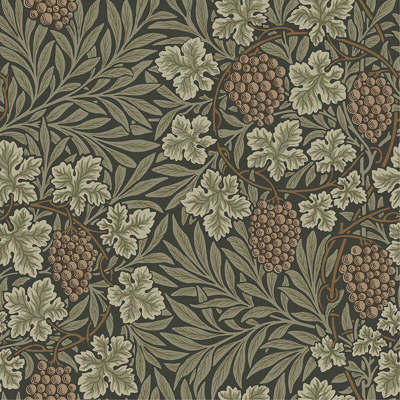 A-Street Prints Vine Dark Green Woodland Fruits Wallpaper