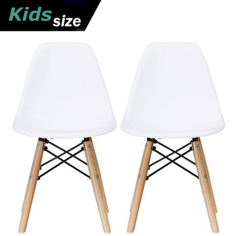 Set of Two Kids Toddler Chair Side Armless Natural Wood Legs Eiffel For Kitchen Desk Work Bedroom Playroom Preschool