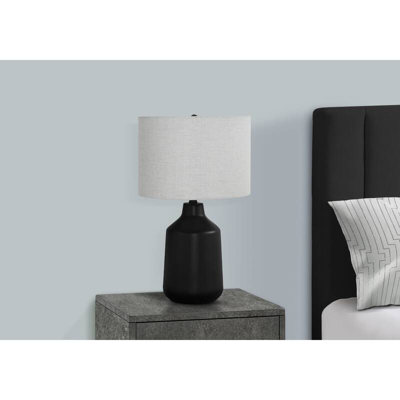 Concrete Table Lamp with Linen Shade 3 Way Switch Contemporary Design