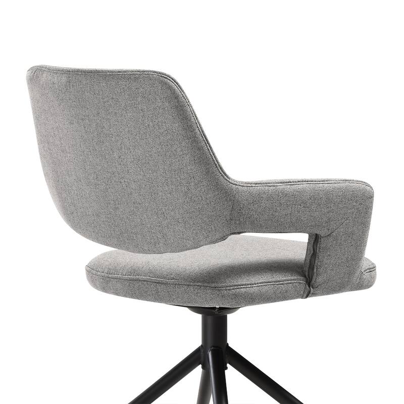Penny Brown or Grey Fabric Swivel Dining Chairs with Black Metal Legs - Set of 2