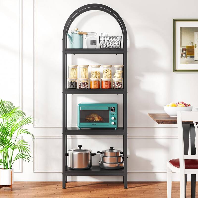 4-Tier Industrial Bookshelf, 70.8" Etagere Bookcase Free Standing Ladder Shelf for Living Room, Home Office