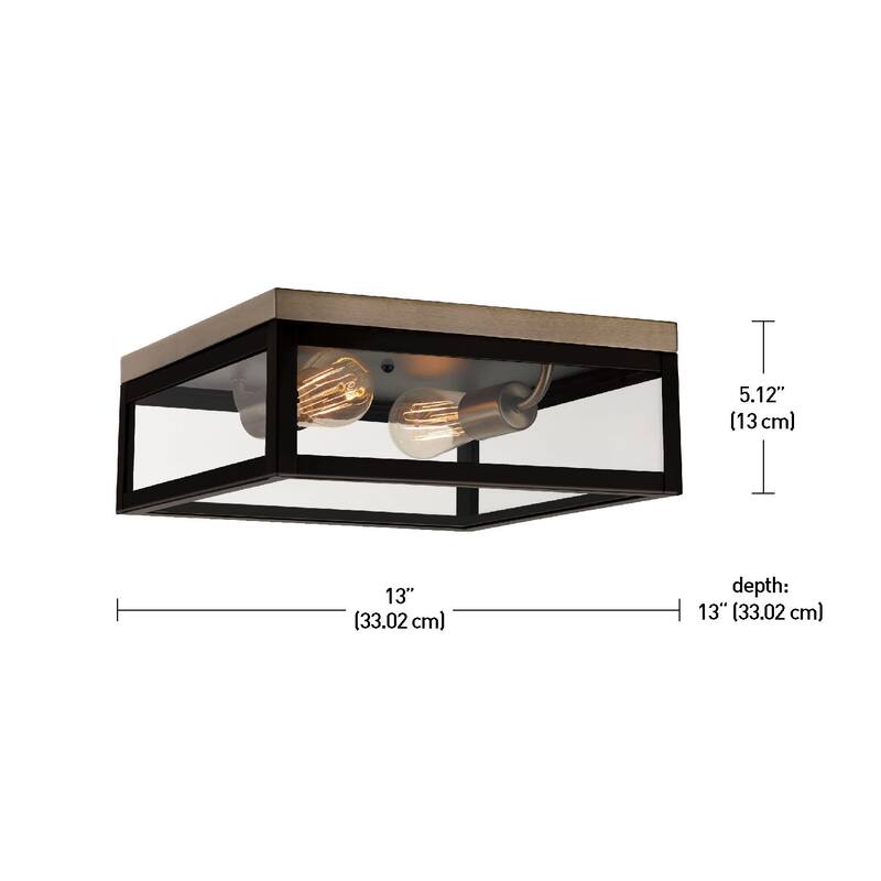 Globe Electric Verona 2 Light 13" Wide Flush Mount Square Ceiling
