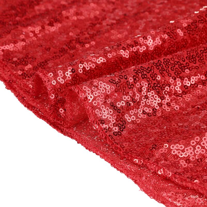 1 Pack Round Tablecloth, Polyester Sequin Table Covers for Dining Room - Red - 47x47inch