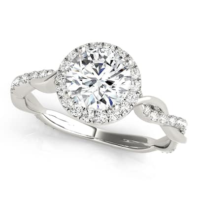 Auriya 14k-White Gold Lab Grown Round Diamond Halo Engagement Ring 0.50 to 5.00 ct. tw. (F-G VS)