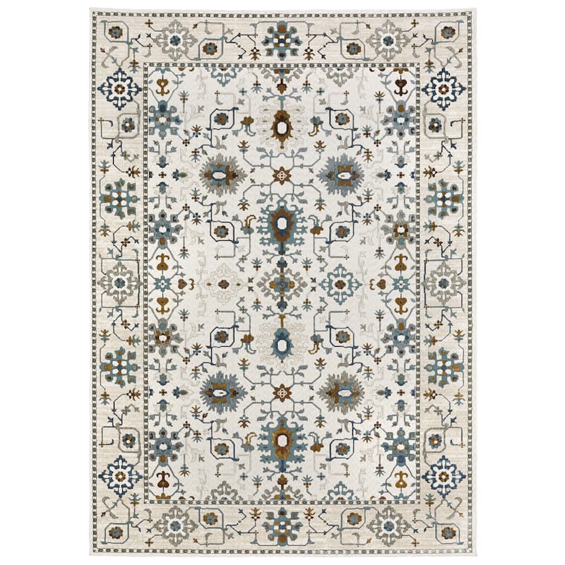 Style Haven Everly Traditional Inspirations Ivory/ Blue Area Rug
