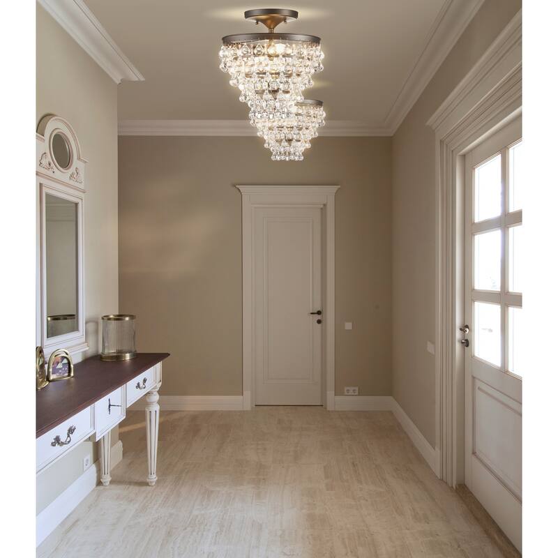 Gabrielle Metal/Crystal LED Flush Mount, by JONATHAN Y