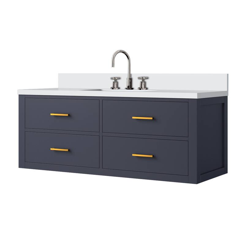 Castor Bath Vanity with Cultured Marble Top, Sink and Faucet