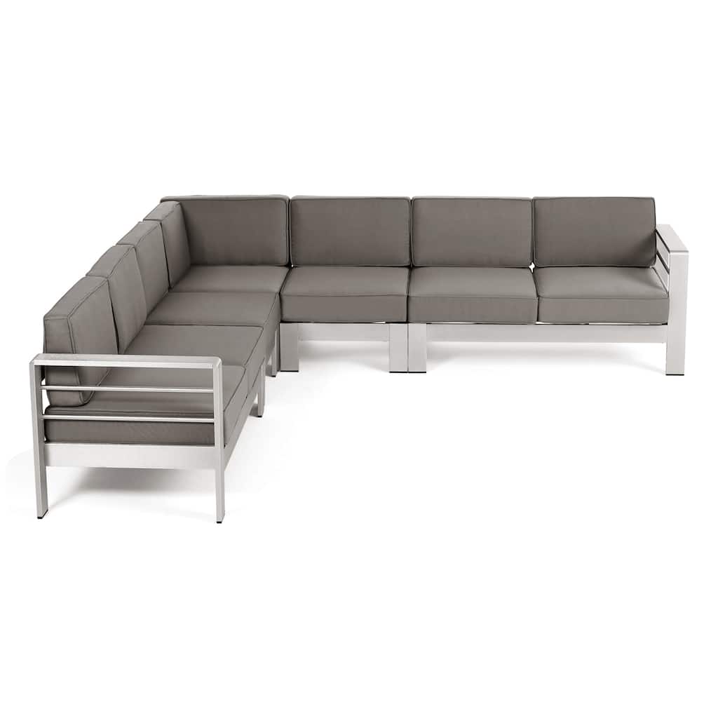 Cape Coral Outdoor 7-seat Aluminum Sectional Sofa Set by Christopher Knight Home
