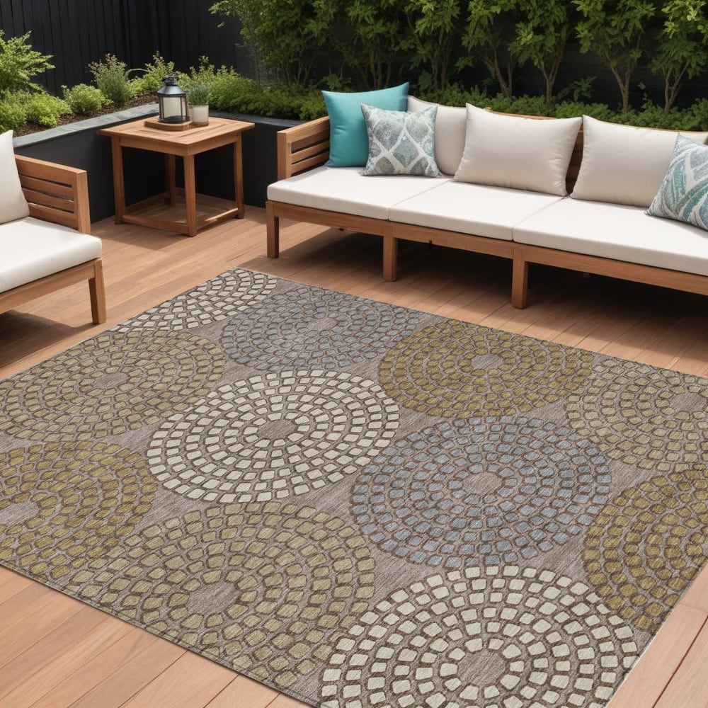 HomeRoots Geometric Transitional Rectangle Outdoor Rug