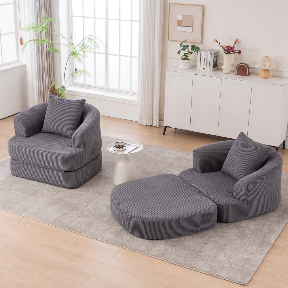 Corduroy Foldable Single Recliner Sofa
