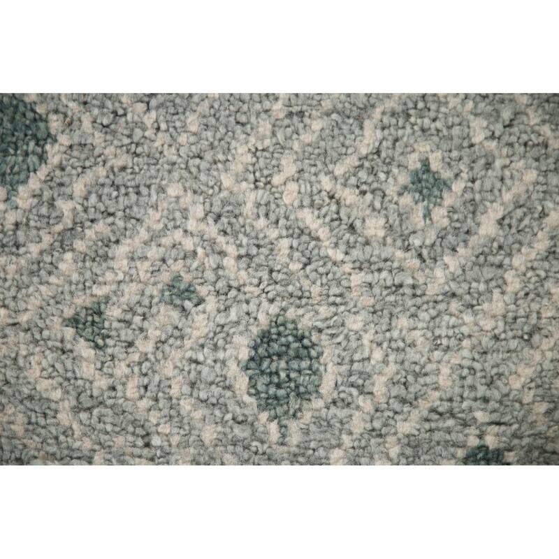 Gray & Green Moroccan Indian Area Rug Handmade Wool Carpet - 4'9"x 8'1"