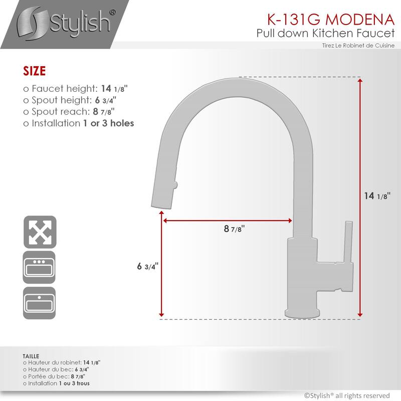 STYLISH Pull Down Kitchen Faucet + Soap Dispenser - Gold Finish