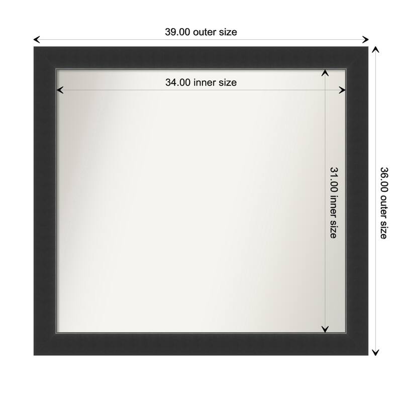 Corvino Black Framed Non-Beveled Custom Wall Mirror, Bathroom Vanity Mirror - Outer Size: 39 x 36