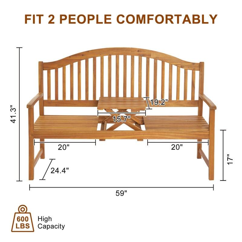 59 In Acacia Bench with Lift Table - N/A