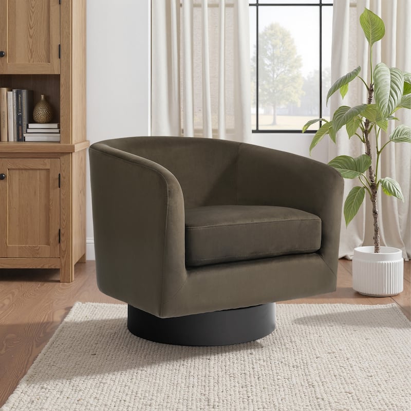UIXE 360° Swivel Barrel Accent Chair Velvet Armchair For Living Room