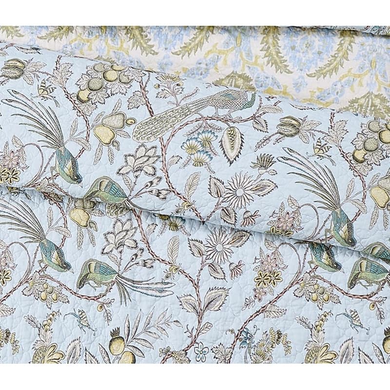Spartina 449 Sugar Mill Peacock 3-Piece Cotton Reversible Quilt Set