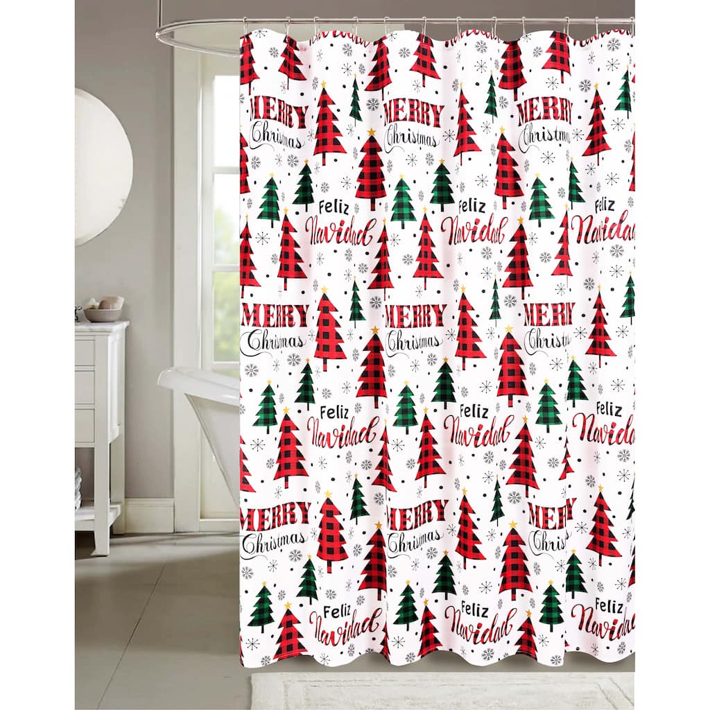 Christmas Country Forest Slub Shower Curtain