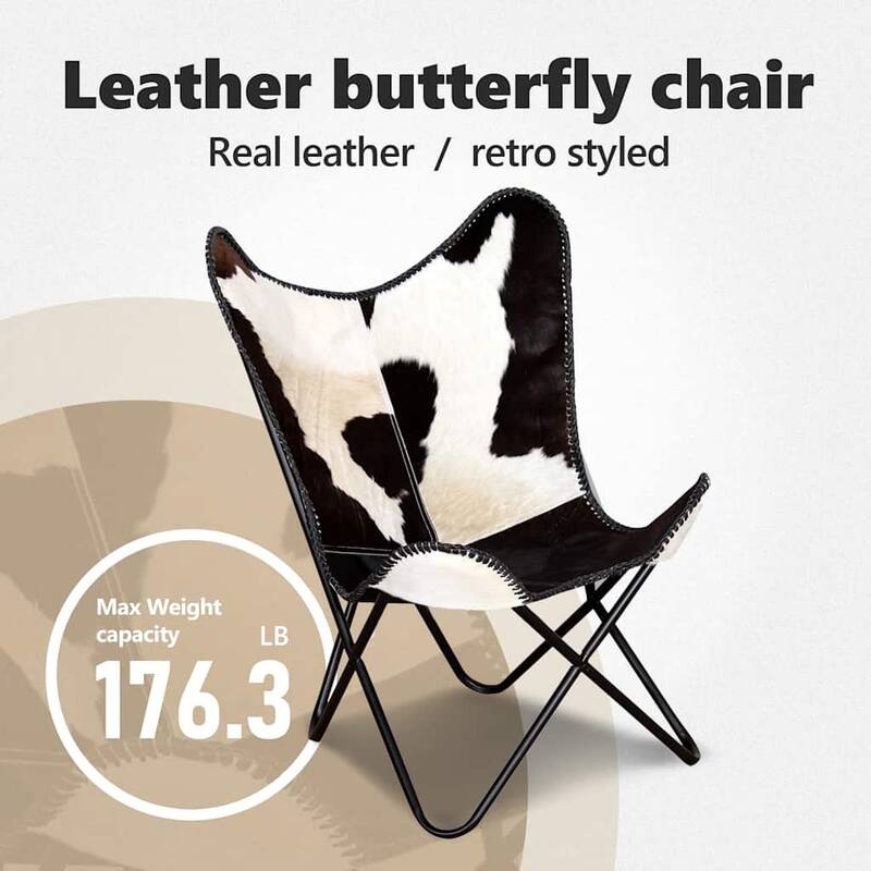 vidaXL Butterfly Chair, 17.91 x 25.79 x 4.13 Inches, Black & White