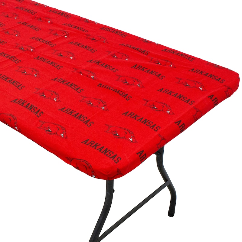 Arkansas Razorbacks Tailgate Fitted Tablecloth, 33" x 33", Card Table - 72" x 30", 6 ft table