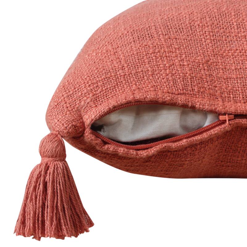 Sevita Solid Cotton Throw Pillow with Tassels